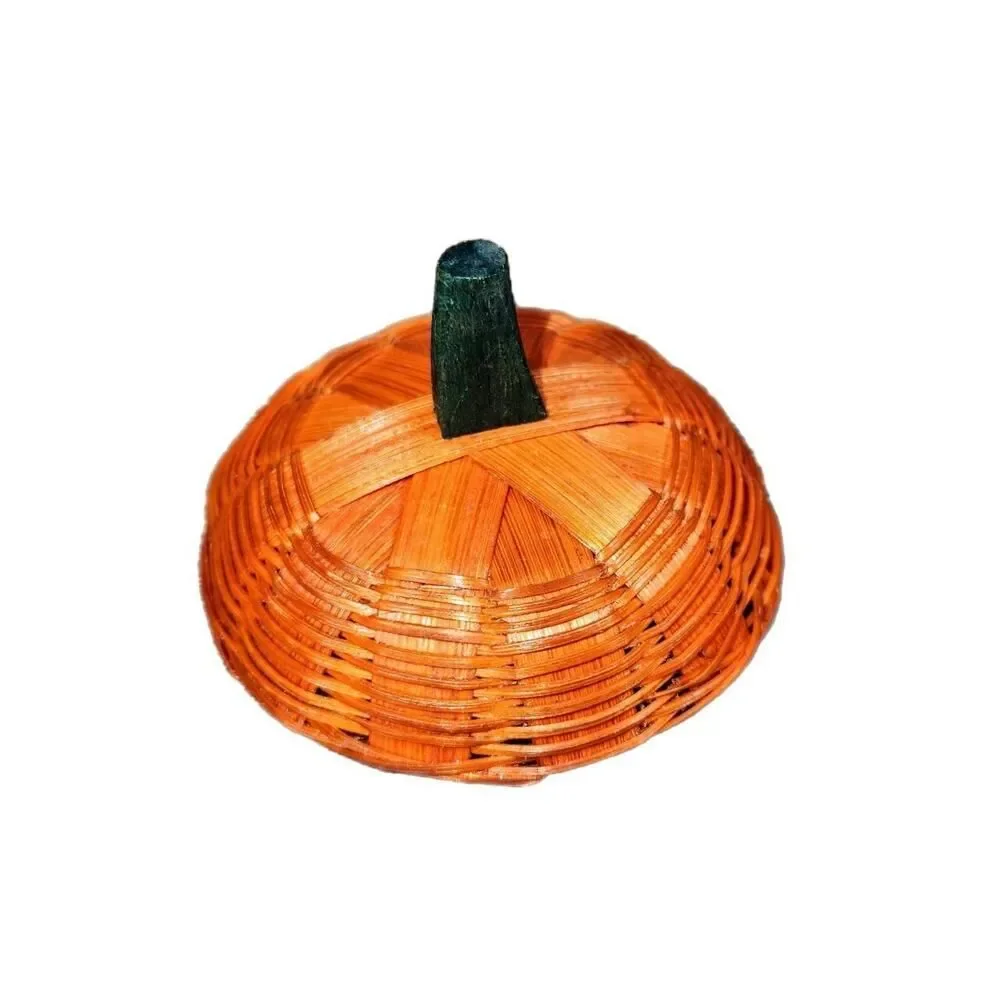 SET OF 3 MINI PUMPKIN WICKER BASKETS HALLOWEEN COTTAGECORE BOHO